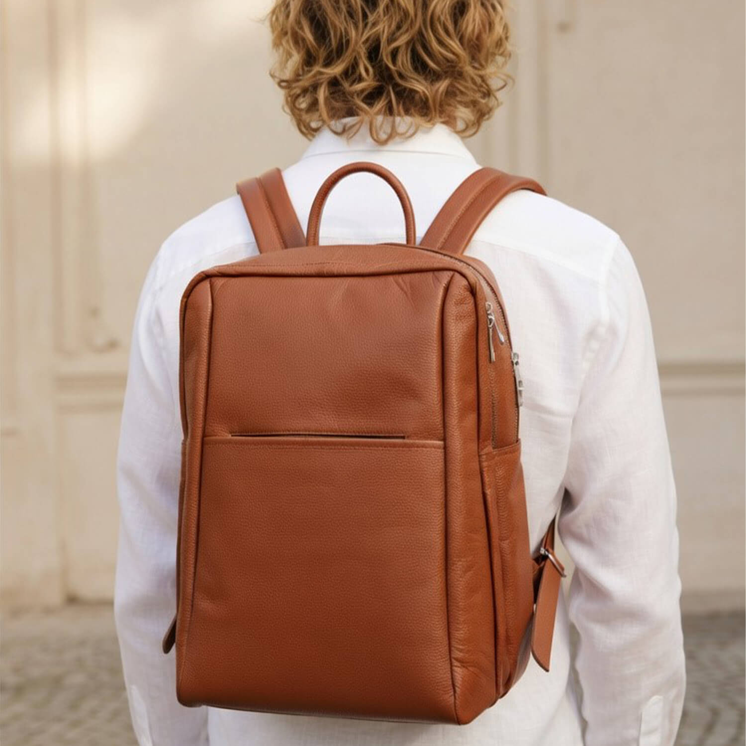 Aizo Orven Leather Backpack Brown - Image 2